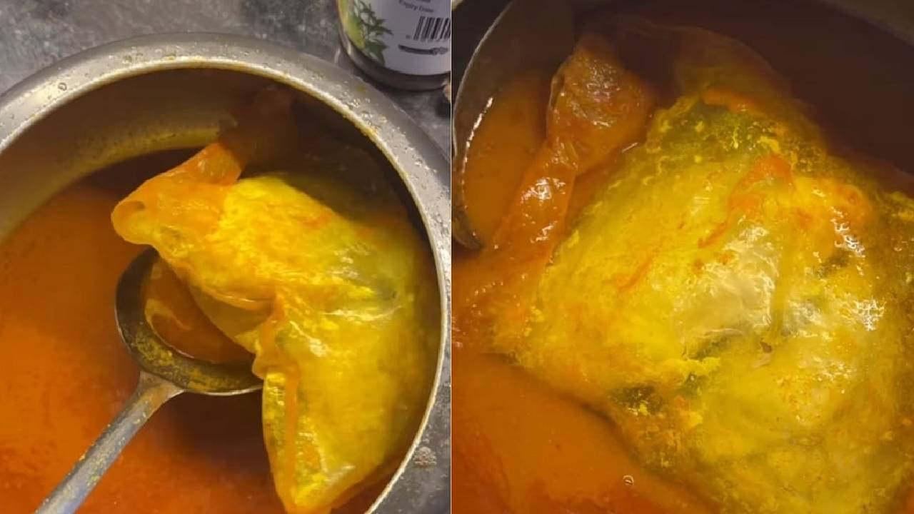 ಸಾಂಬಾರ್‌ಗೆ ಪ್ಲಾಸ್ಟಿಕ್‌ ಕವರ್‌ ಜತೆಗೆ ಚಿಕನ್‌ ಹಾಕಿದ ಮಹಿಳೆ