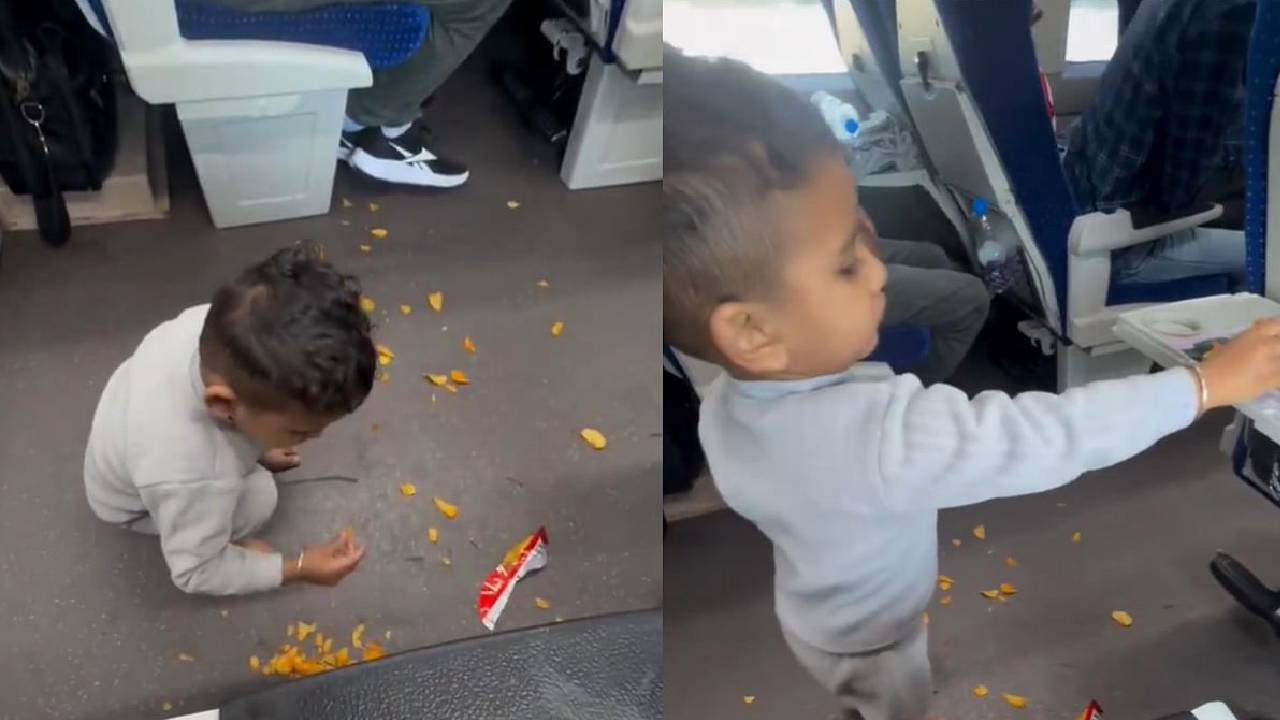 ರೈಲಿನಲ್ಲಿ ಚಿಪ್ಸ್ ಚೆಲ್ಲಿದ ಬಾಲಕ;ಮಗನಿಂದಲೇ ಕಸ ವಿಲೇವಾರಿ ಮಾಡಿಸಿದ ತಂದೆ!