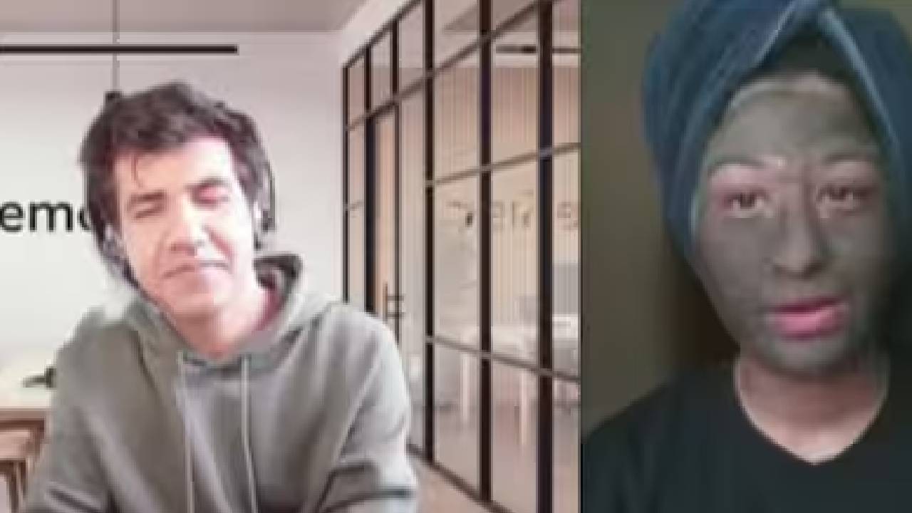 ಫೇಸ್ ಮಾಸ್ಕ್ ಹಚ್ಚಿ ಮೀಟಿಂಗ್ ನಲ್ಲಿ ಪಾಲ್ಗೊಂಡ ಯುವತಿ: ವಿಡಿಯೋ ನೋಡಿ