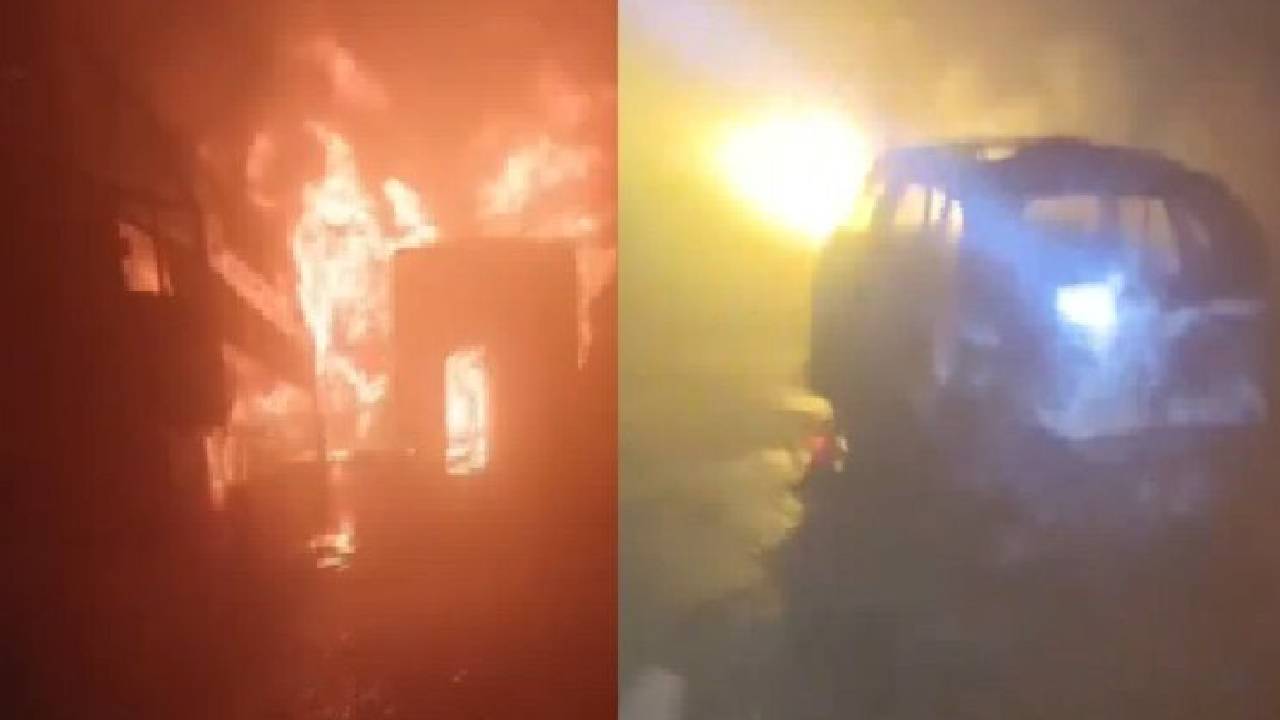 ದೆಹಲಿ- ಆಗ್ರಾ ಹೈವೇಯಲ್ಲಿ ಮಂಜಿನಿಂದ ಭೀಕರ ಸರಣಿ ಅಪಘಾತ, ಉರಿದ ಬಸ್ಸುಗಳು