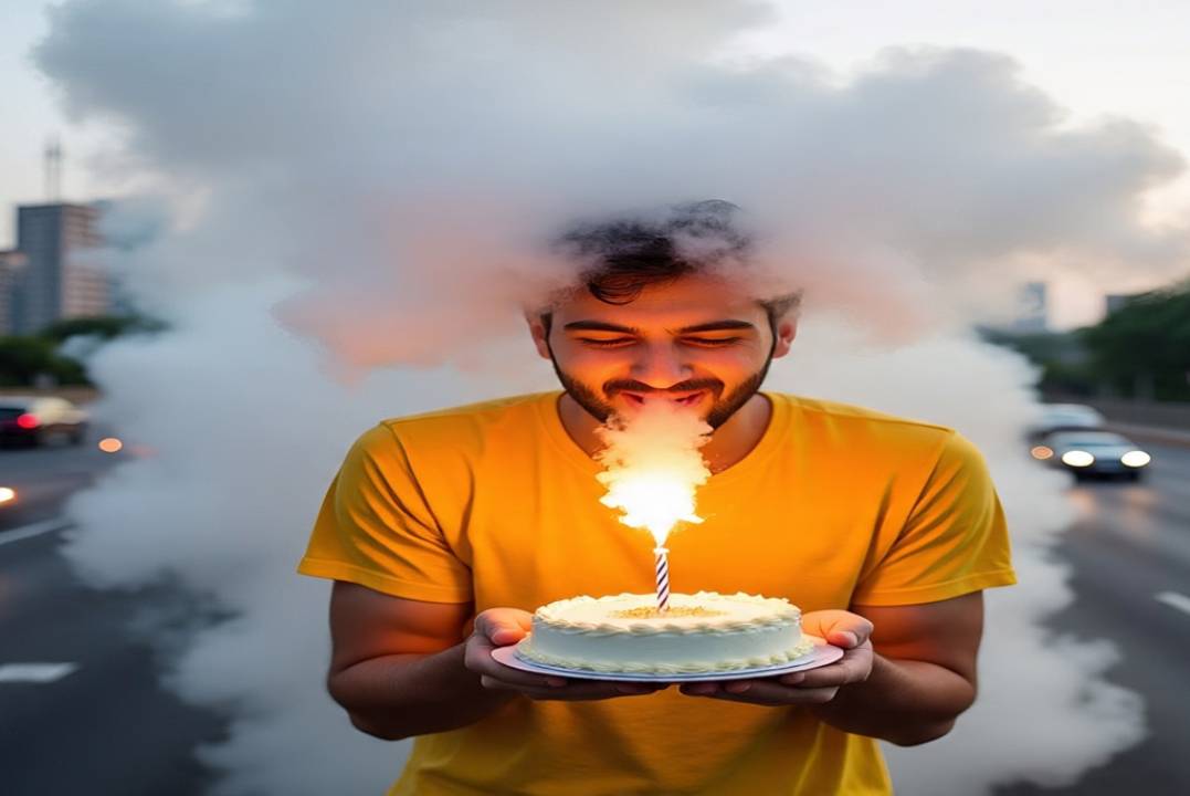 ಫ್ಲೈಓವರ್‌ನಲ್ಲಿ ಹುಟ್ಟುಹಬ್ಬ ಆಚರಣೆ; ದಯವಿಟ್ಟು ಕ್ಷಮಿಸಿ ಎಂದು ಕೈಮುಗಿದ