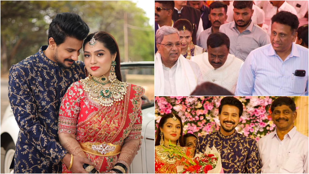 Photos: ನಟ ದುಷ್ಯಂತ್-ರಚನಾ ಅದ್ದೂರಿ ಆರತಕ್ಷತೆ; ನವಜೋಡಿಗೆ ಹಾರೈಸಿದ ಸಿಎಂ