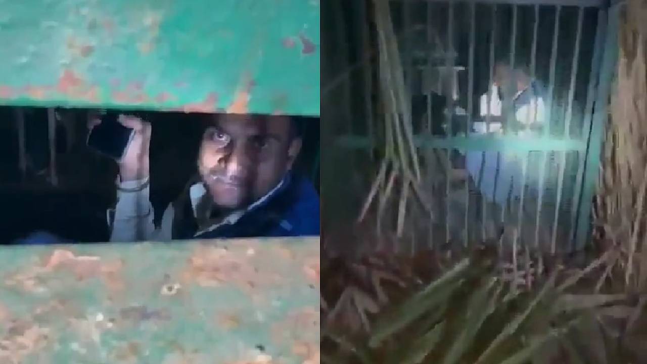 ಚಿರತೆ ಬೋನಿನೊಳಗೆ ಸಿಕ್ಕಿಬಿದ್ದ ವ್ಯಕ್ತಿ, ವಿಡಿಯೊ ವೈರಲ್