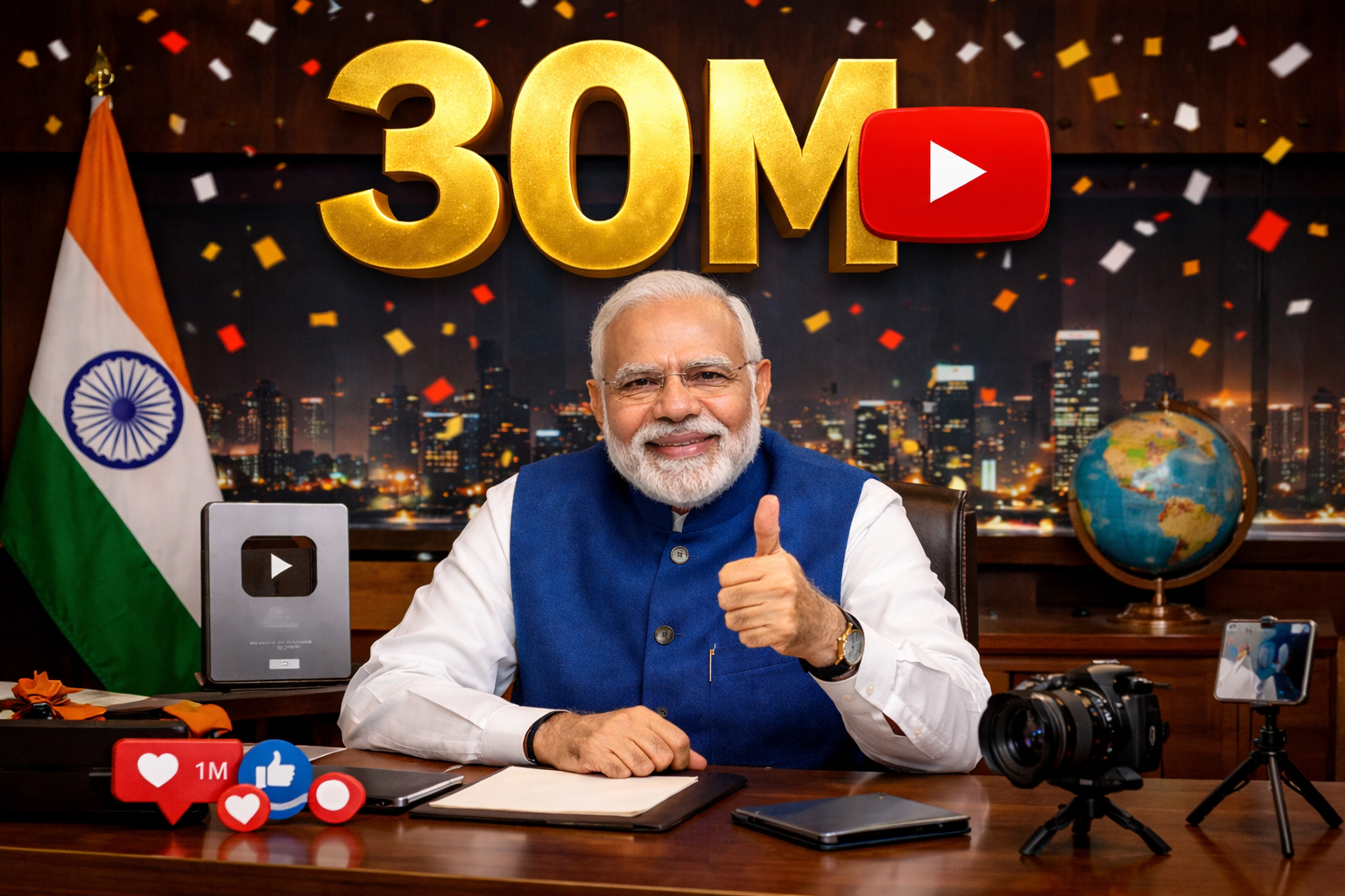ಯೂಟ್ಯೂಬ್‌ನಲ್ಲಿ 3 ಕೋಟಿ ಸಬ್​​ಸ್ಕ್ರೈಬರ್‌​​ ಹೊಂದಿದ ಪ್ರಧಾನಿ ಮೋದಿ