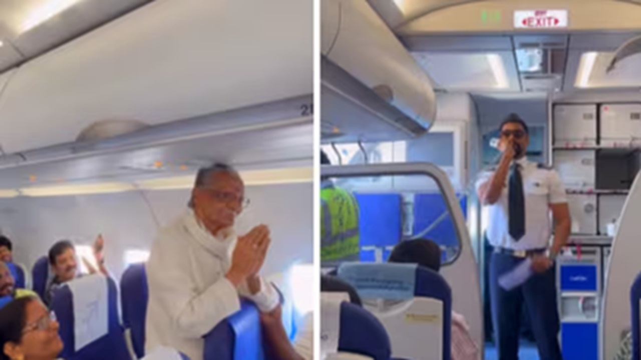 ತಾತನನ್ನು ವಿಮಾನದಲ್ಲಿ ಕರೆದೊಯ್ದ ಇಂಡಿಗೋ ಪೈಲಟ್; ವಿಡಿಯೊ ವೈರಲ್