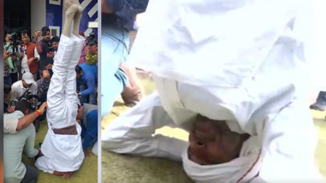 ಕಾಂಗ್ರೆಸ್ ನಾಯಕನಿಂದ ವಿಶಿಷ್ಟ ರೀತಿಯಲ್ಲಿ ಪ್ರತಿಭಟನೆ