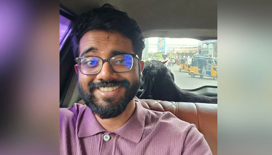 ಕ್ಯಾಬ್‍ನಲ್ಲಿದ್ದ ಸಹಪ್ರಯಾಣಿಕನನ್ನು ಕಂಡು ಅಚ್ಚರಿಗೊಂಡ ಯುವಕ