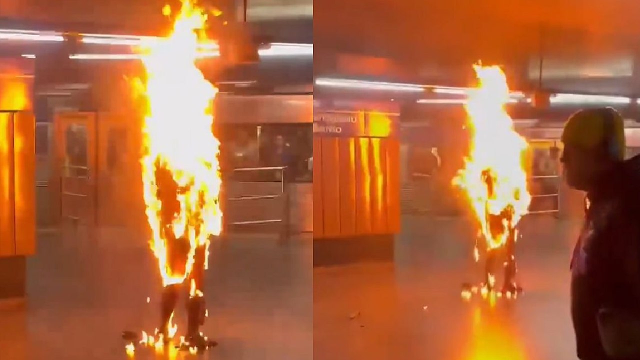 ತನಗೇ ತಾನೇ ಬೆಂಕಿ ಹಚ್ಚಿಕೊಂಡ ಭೂಪ! ವಿಡಿಯೊ ನೋಡಿ